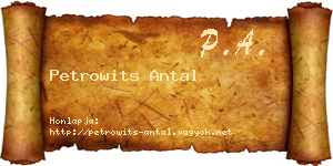 Petrowits Antal névjegykártya